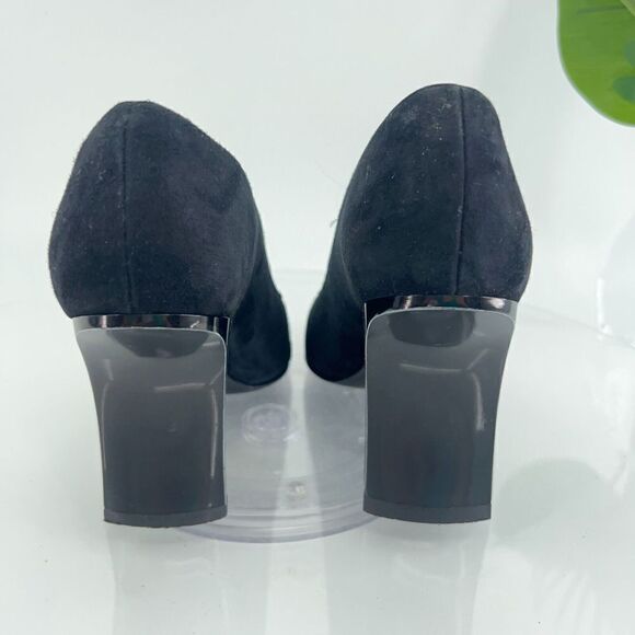 Robert Clergerie France Women's Pump Size 7 Square Toe Heel Black Suede Shoe - Picture 7 of 16
